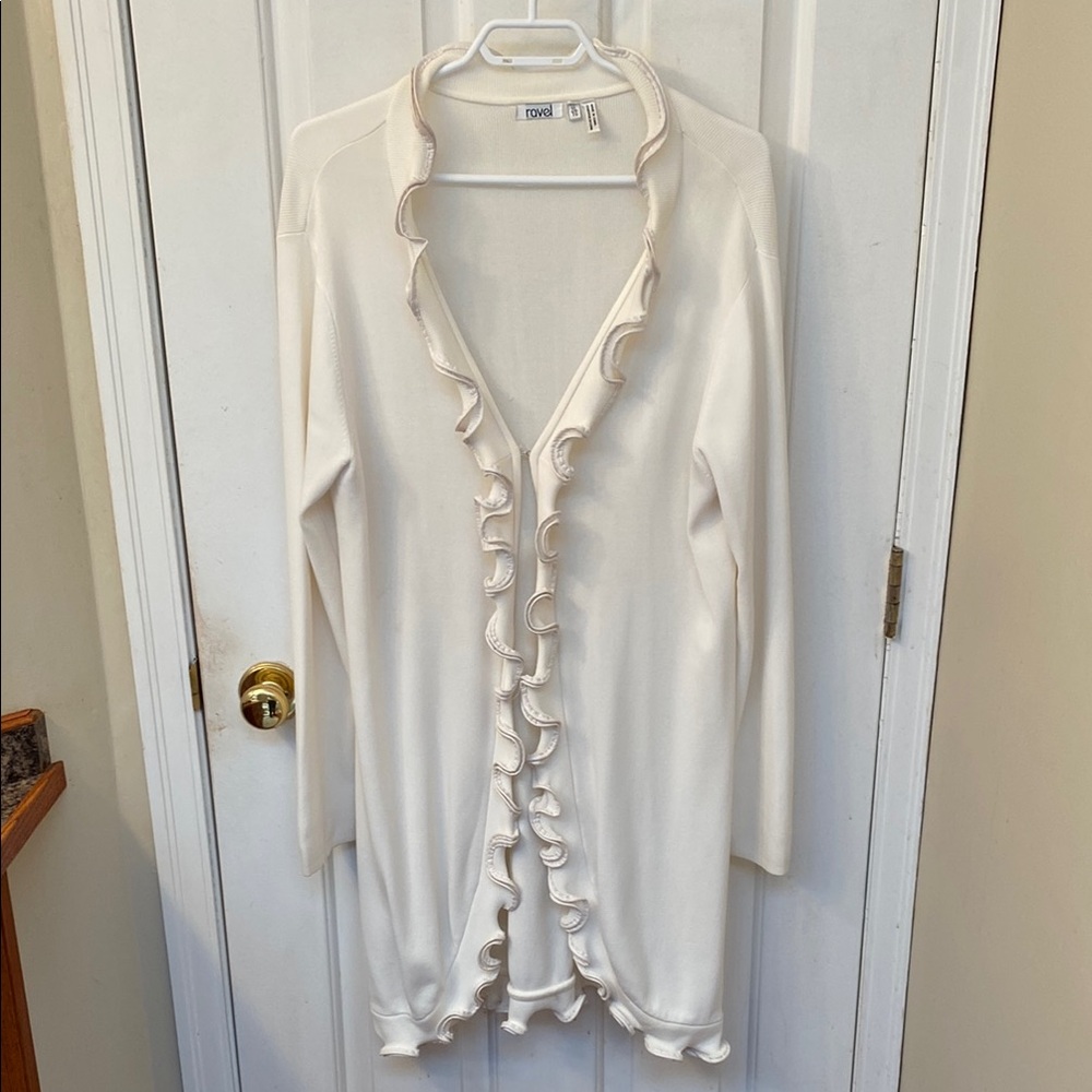 Cream Ruffle Trim Cardigan